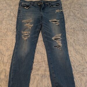 American Eagle Outfitters Ripped Blue Skinny Jeans